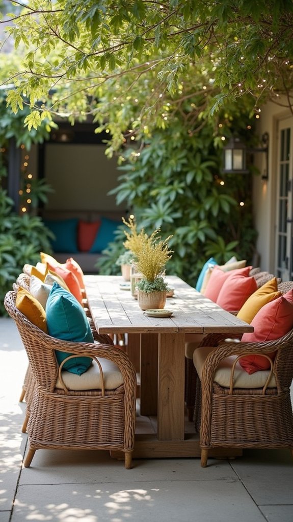 vibrant outdoor pillow accents
