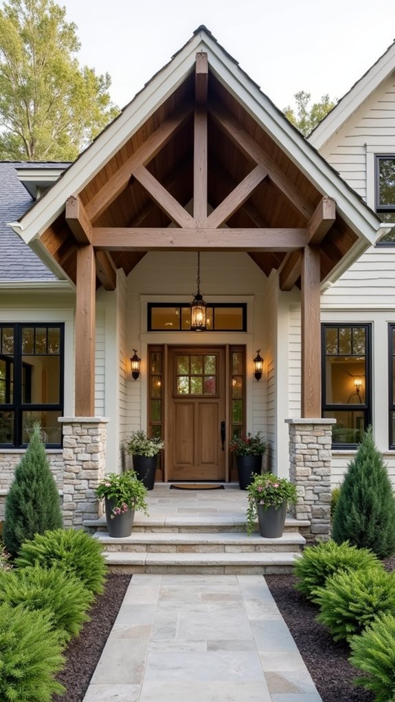 welcoming greige farmhouse entryway