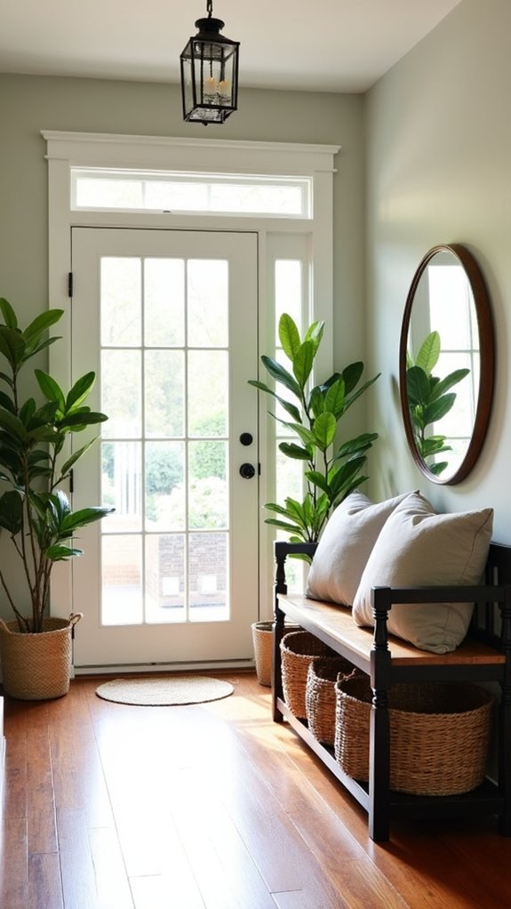 woven baskets enhance entryway charm