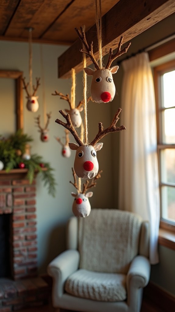 adorable egg carton reindeer