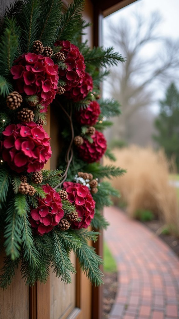 bold hydrangeas rich evergreens