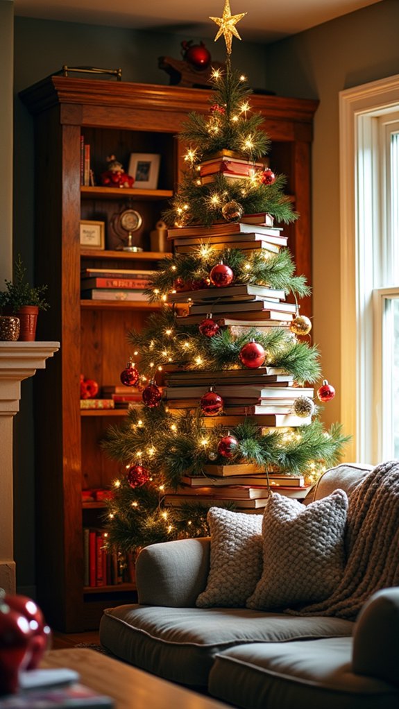 bookcase holiday decoration display