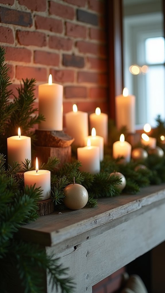 candle arrangement with greenery