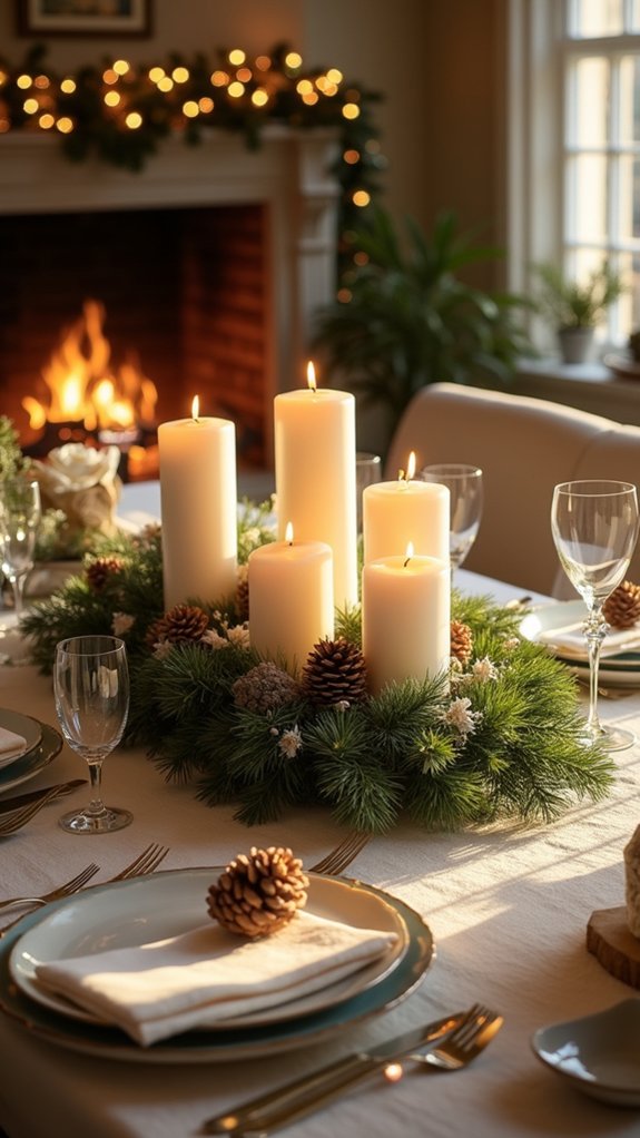 candle centerpiece warm glow
