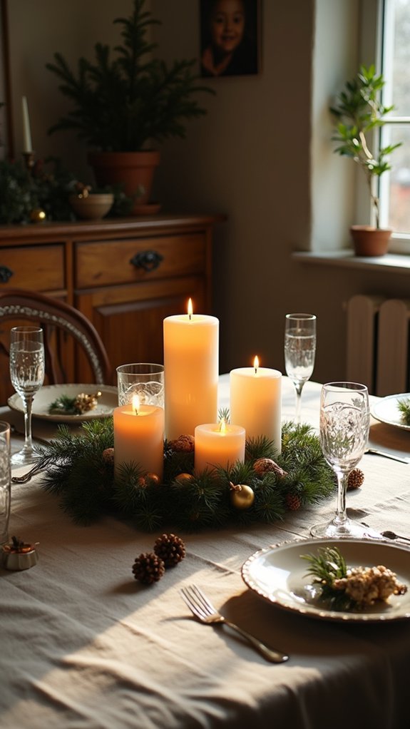 candlelit festive table decor