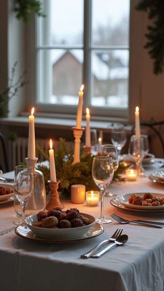 candlelit rustic table setting