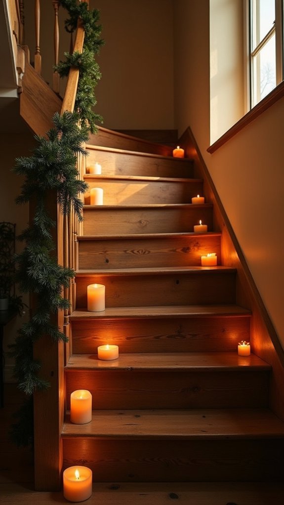 candlelit staircase holiday ambiance