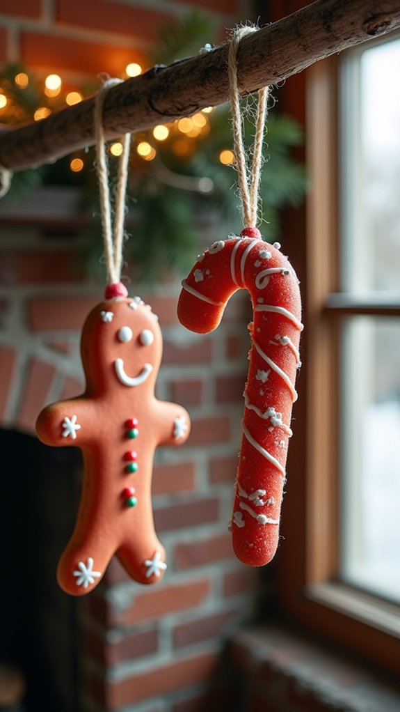candy cane gingerbread ornaments
