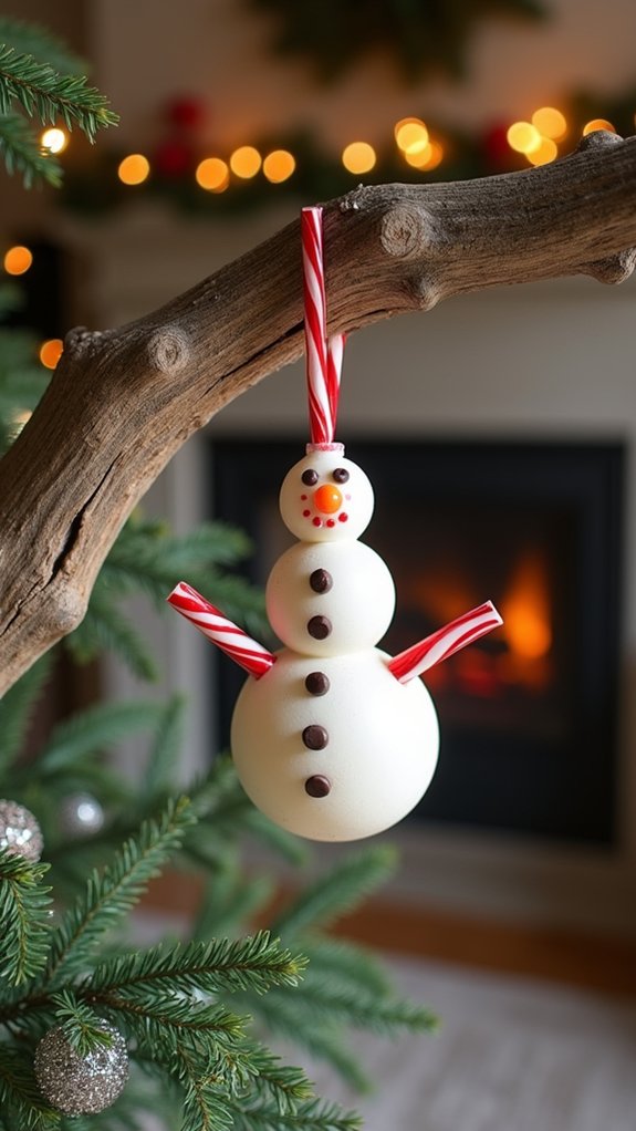 candy cane snowman ornaments