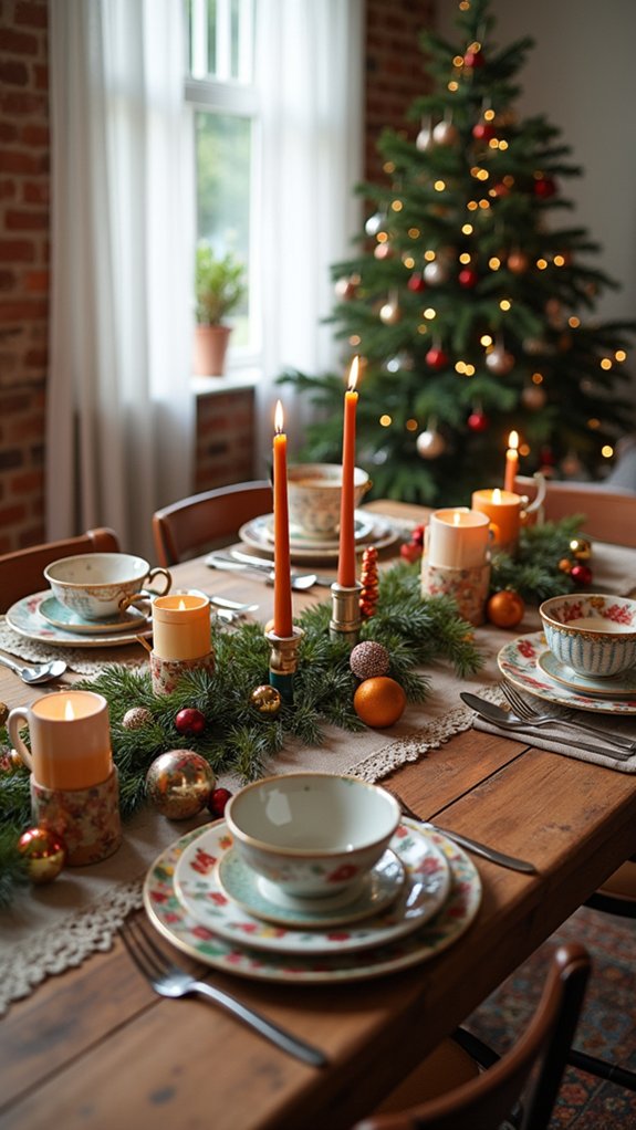 charming eclectic tableware mix