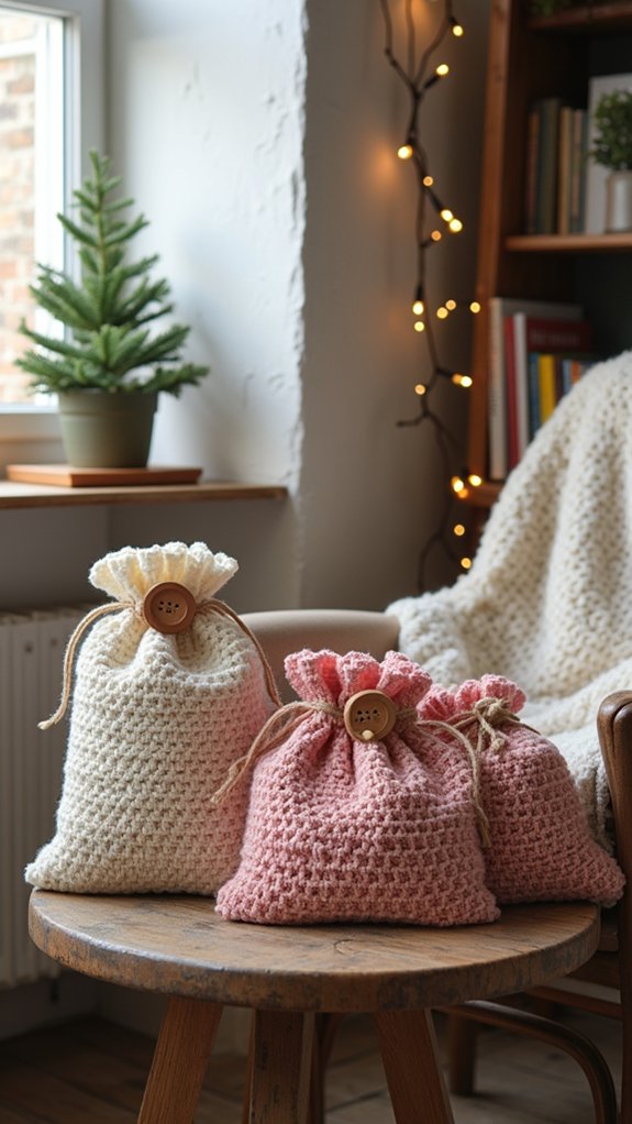 charming reusable crochet gift bags