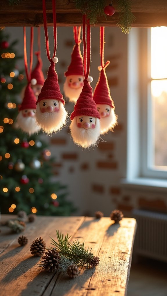 cheerful clay santa ornaments