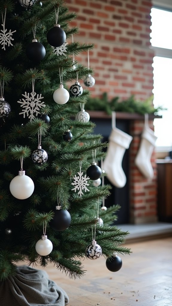 chic black and white ornaments