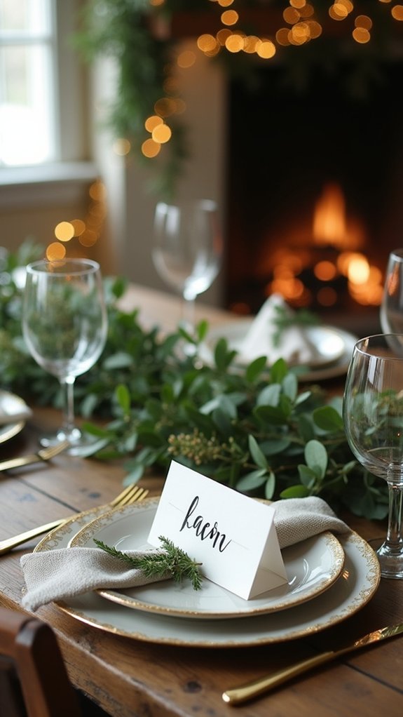 chic green gold place cards