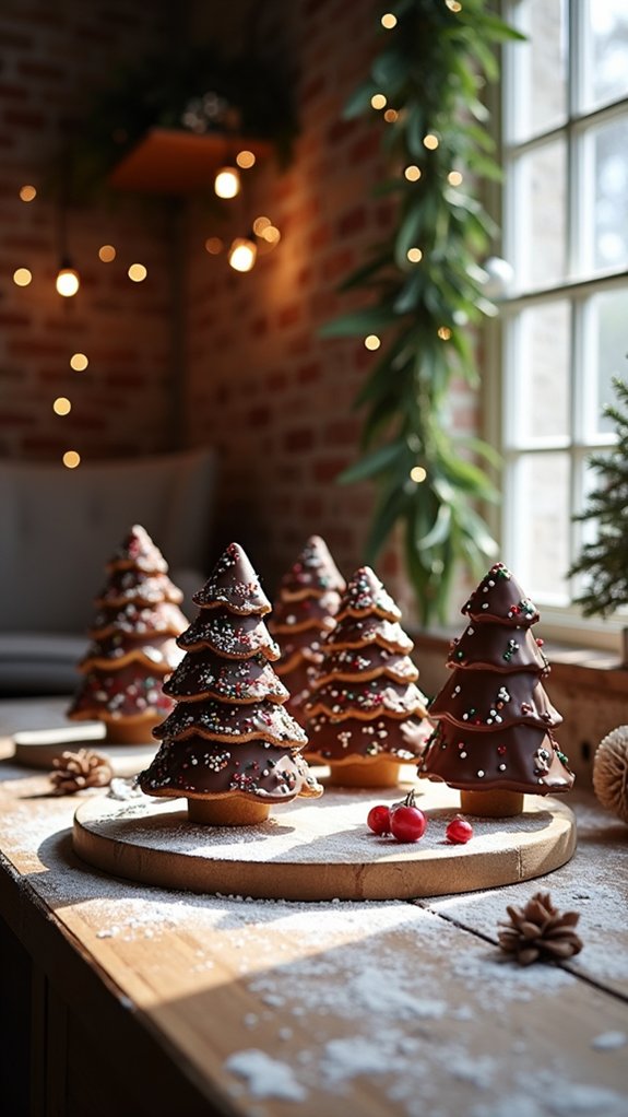 chocolate dipped gingerbread trees