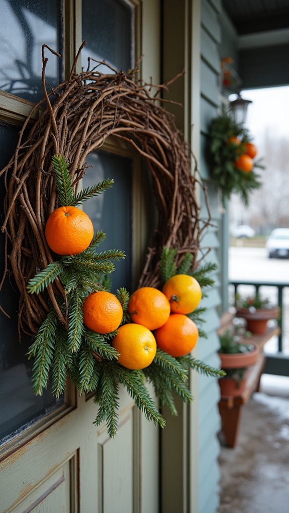 citrus twig wreath creation