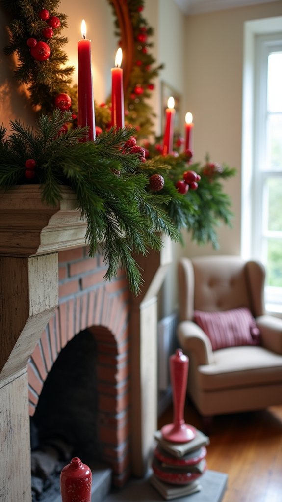 classic greenery with red accents