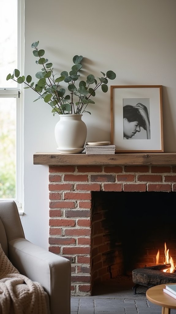 clutter free minimalist fireplace decor