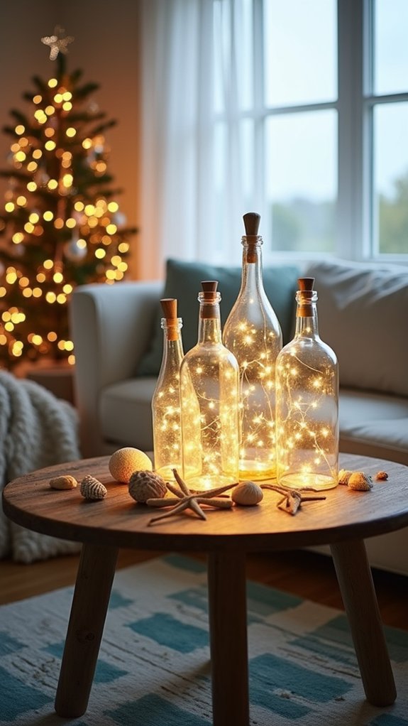 coastal christmas bottle lights