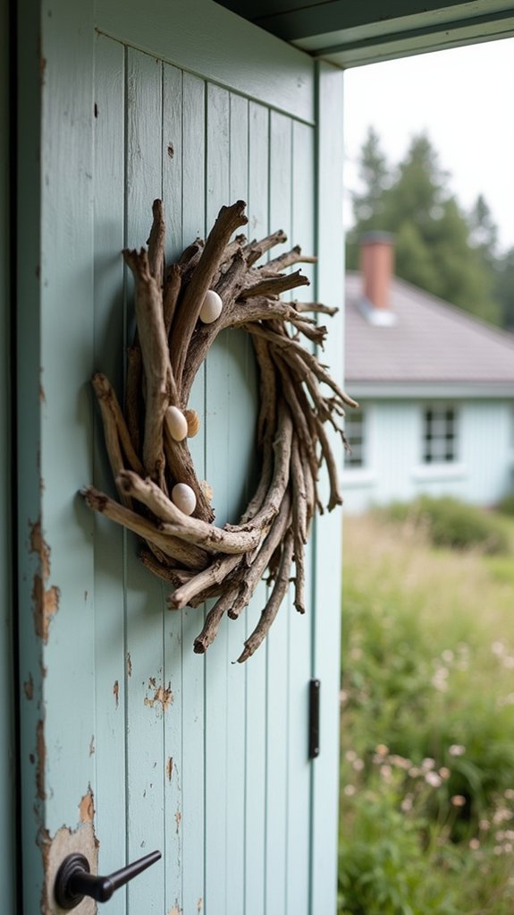 coastal driftwood seashell wreath