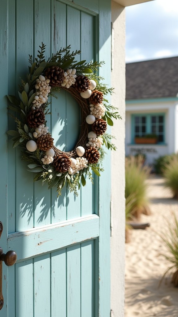 coastal pinecone holiday wreath