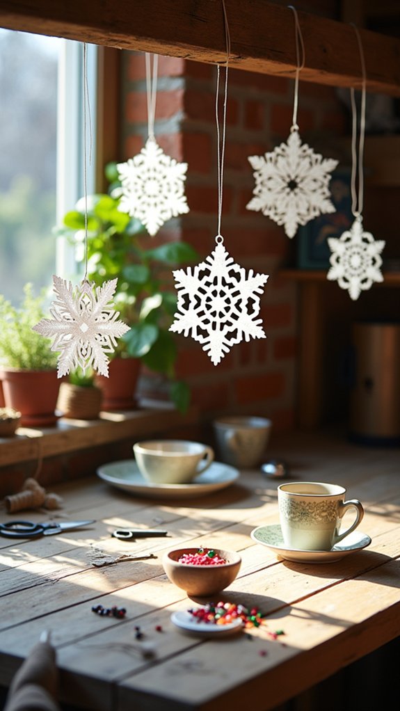 coffee filter snowflake ornaments