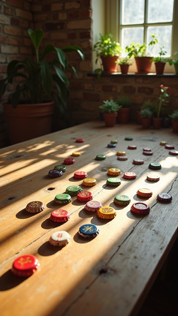 colorful bottle cap decorations