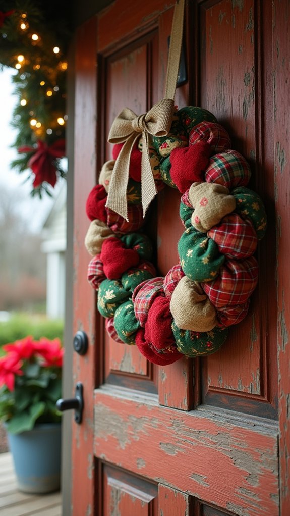 colorful fabric wreath creation