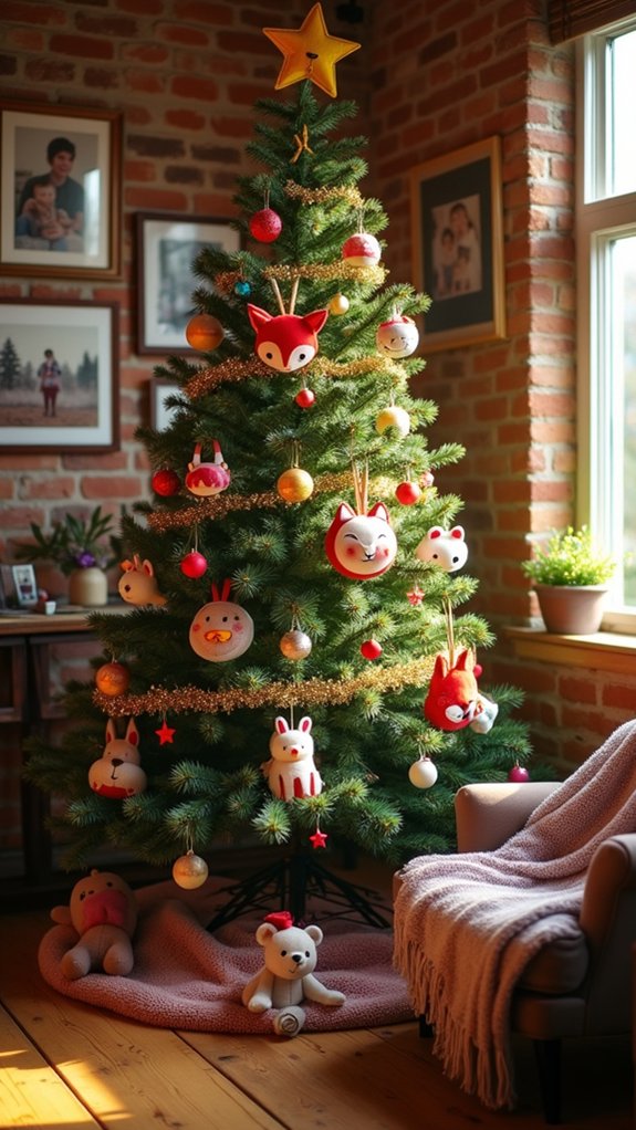 colorful felt animal ornaments