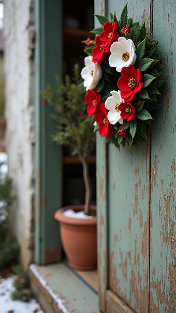 colorful felt flower wreath