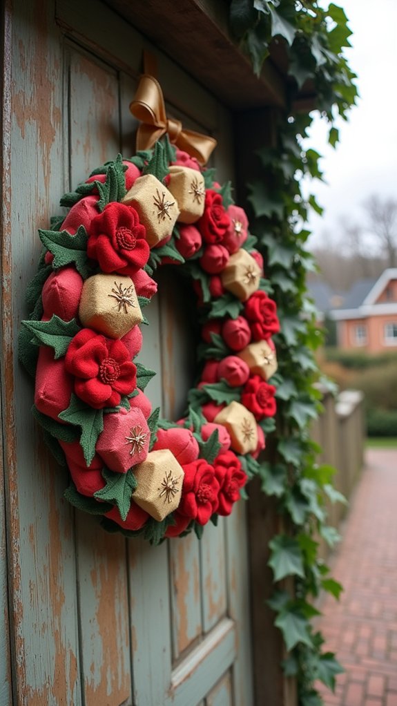 colorful felt gift wreath