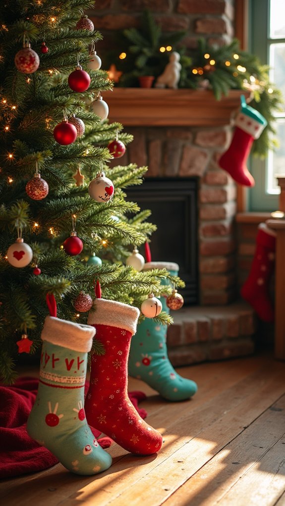 colorful festive holiday stockings