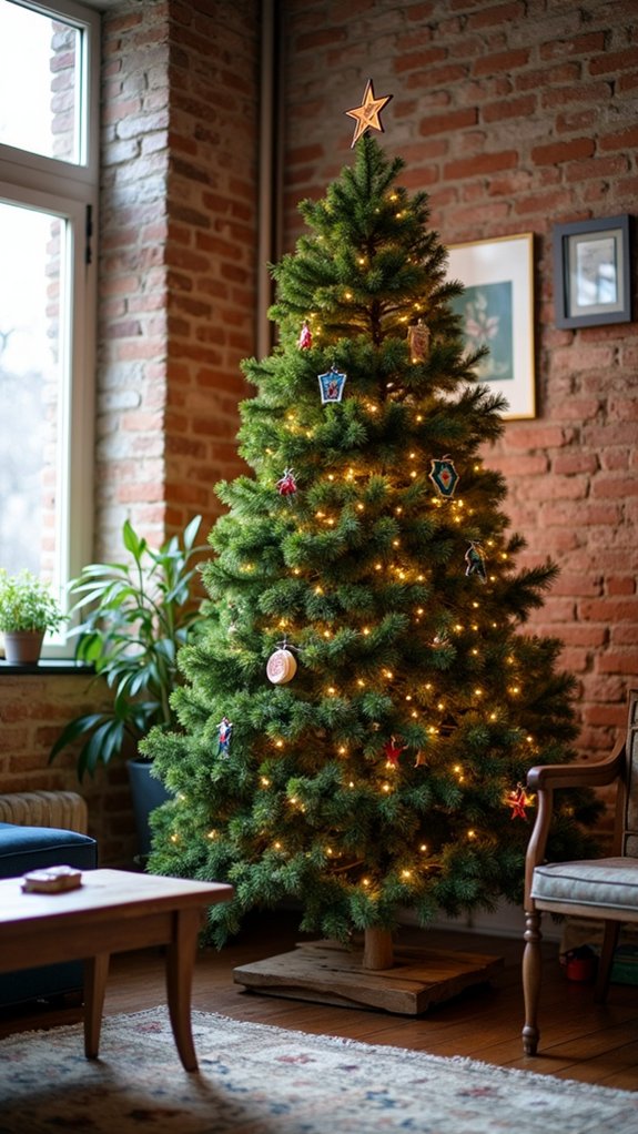 colorful garland tree creation