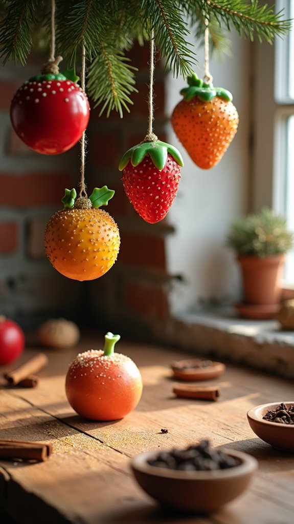 colorful gingerbread fruit ornaments