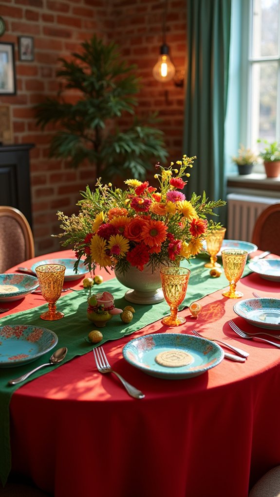 colorful holiday table accents