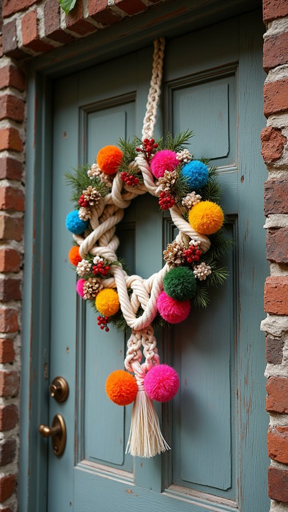 colorful macrame wreath creation