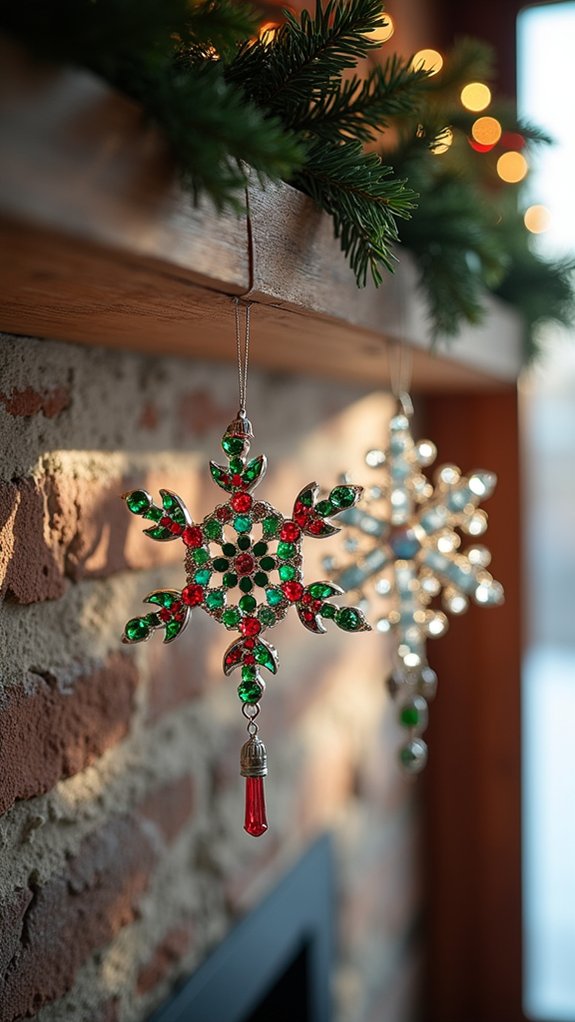 colorful mosaic snowflake decorations