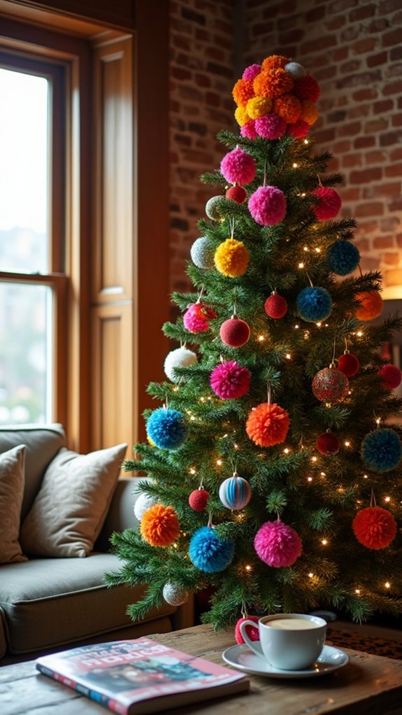 colorful pom pom tree topper