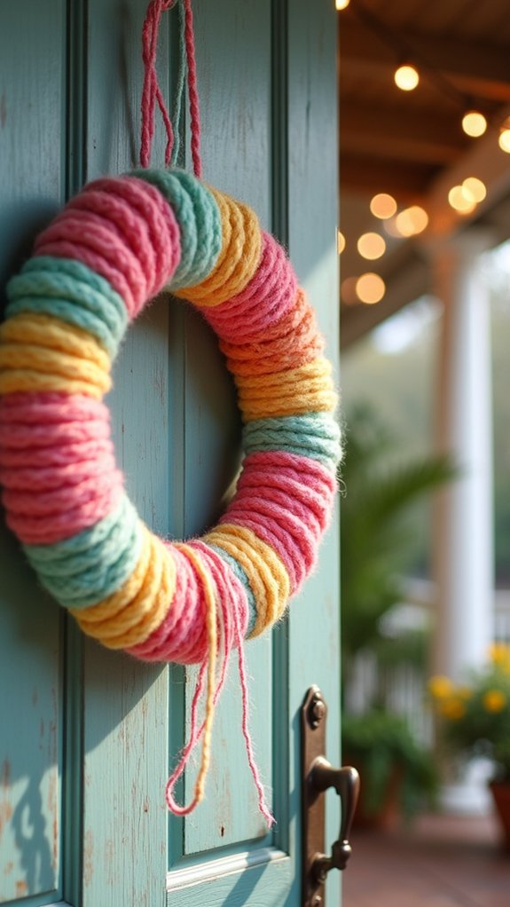 colorful yarn candy wreath