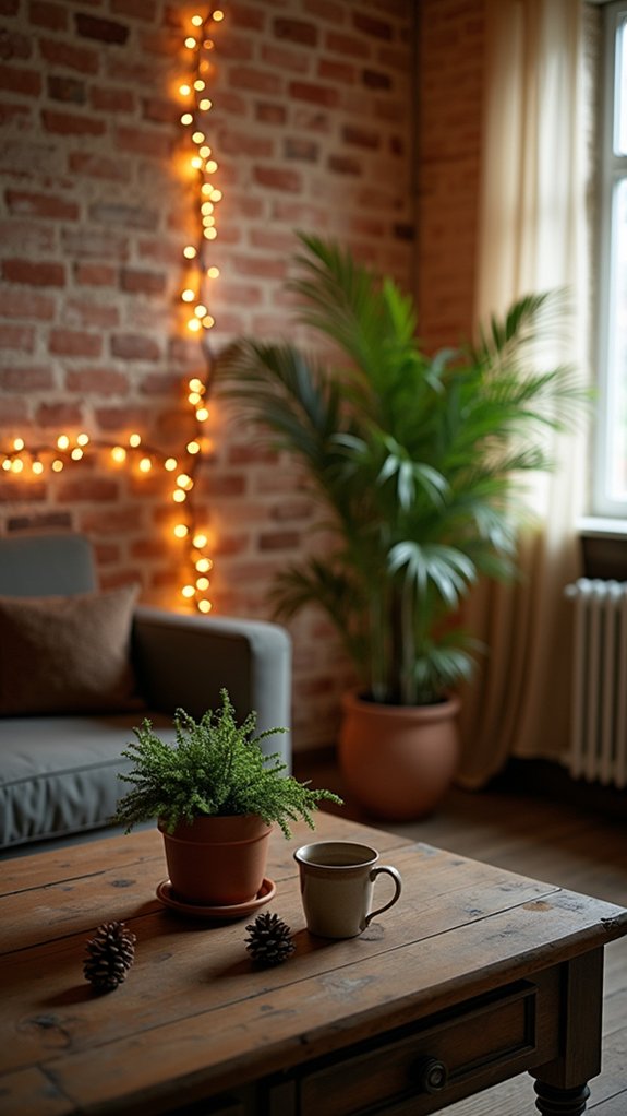 cozy atmosphere with fairy lights