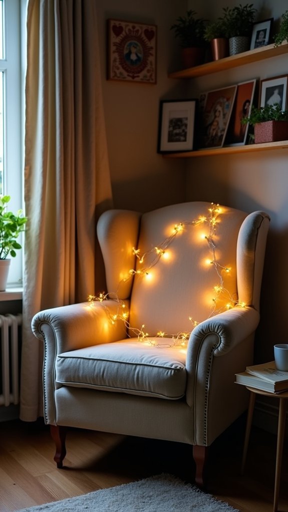 cozy chair with lights