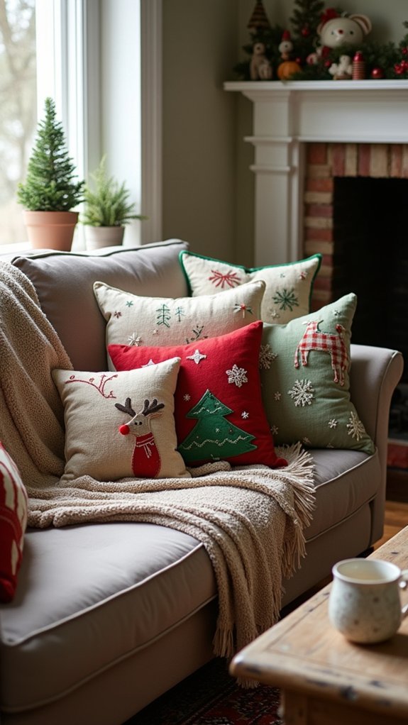 cozy felt holiday pillows