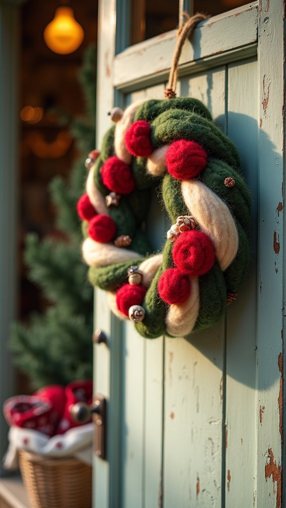 cozy felted wool wreath