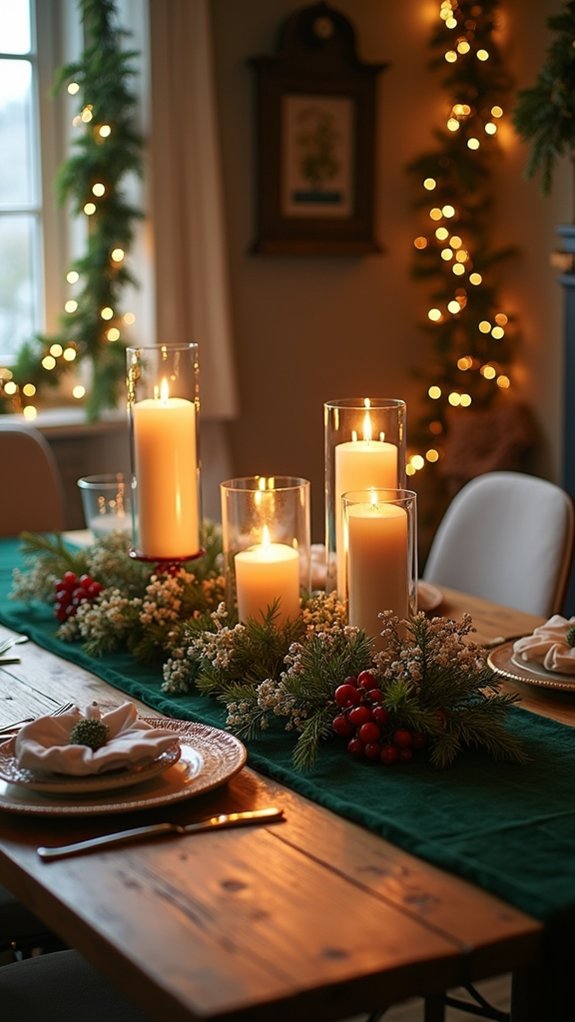 cozy festive candle arrangements