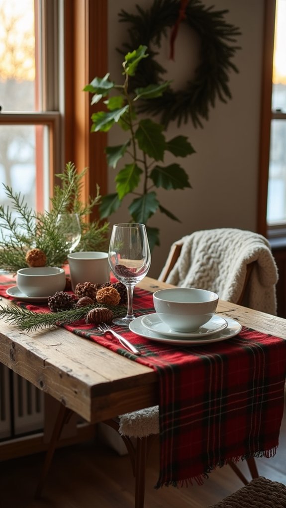 cozy flannel holiday table setting