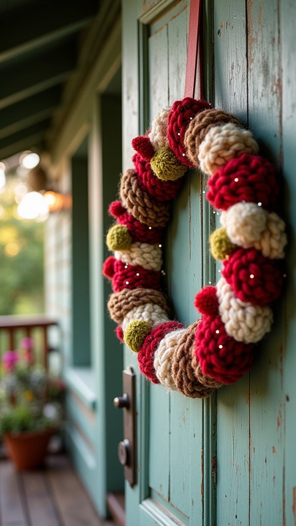 cozy handmade yarn wreath