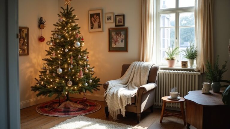 cozy holiday bedroom trees