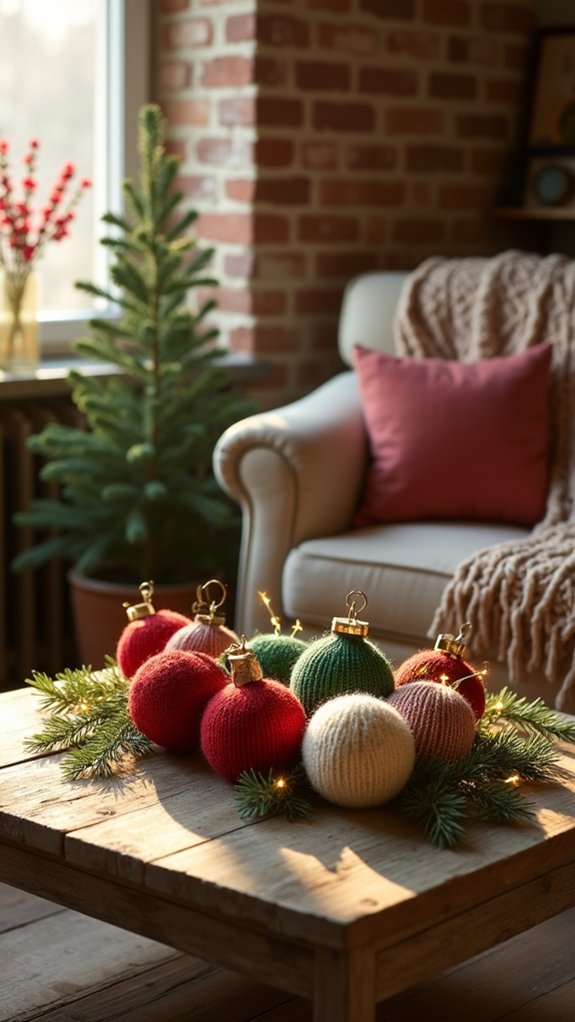 cozy knitted christmas ornaments