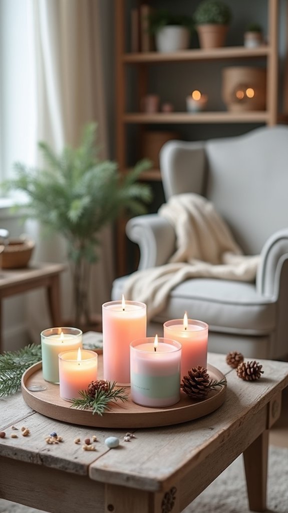 cozy pastel candle ambiance