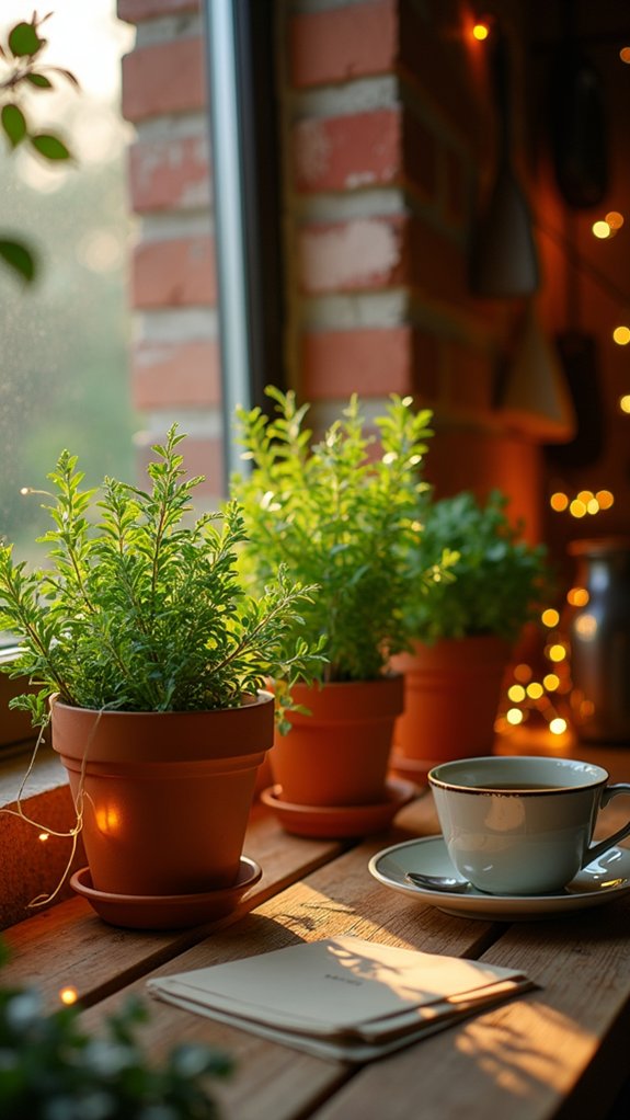 cozy potted herb lights
